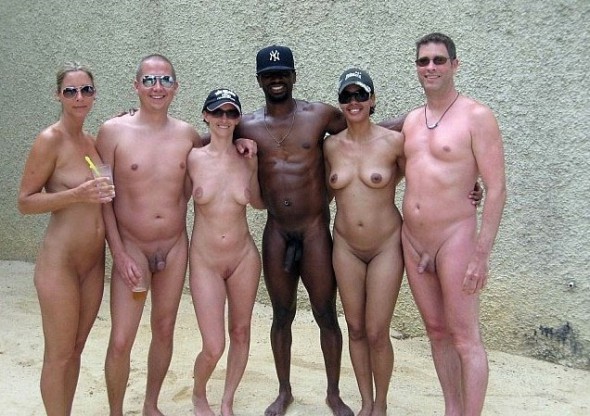 Interracial Group Nude Sunbathing